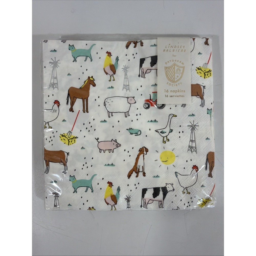 Daydream So 16 Farm Barn Animals Theme Party Large Paper Dinner Napkins 6.5"